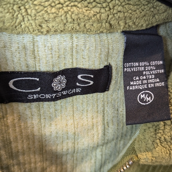 Vintage Stretchy Velour Green Top Medium - Picture 3 of 3